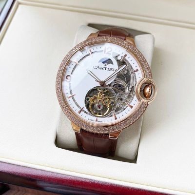 Ballon Bleu De Cartier 44*12mm 316L Steel Black/White Face Diamond Bezel Mingzhu Movement Watch